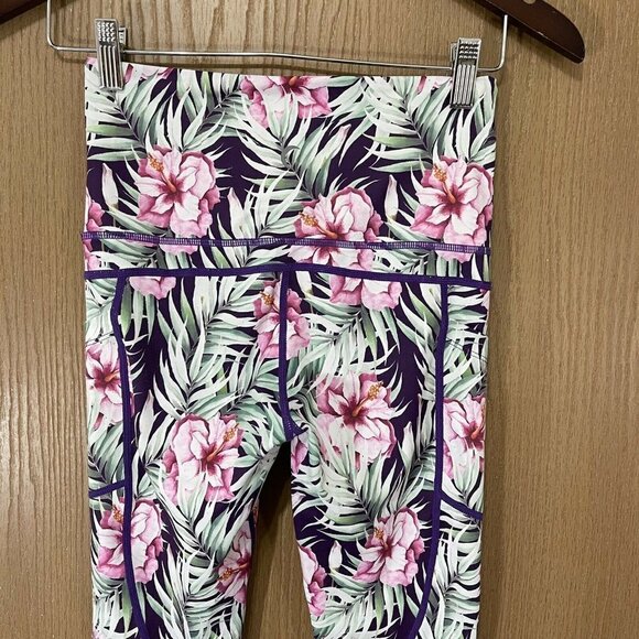 Zyia Active Women's Size S Light n Tight Hi-Rise Crop Leggings Paradise Floral - Picture 7 of 7